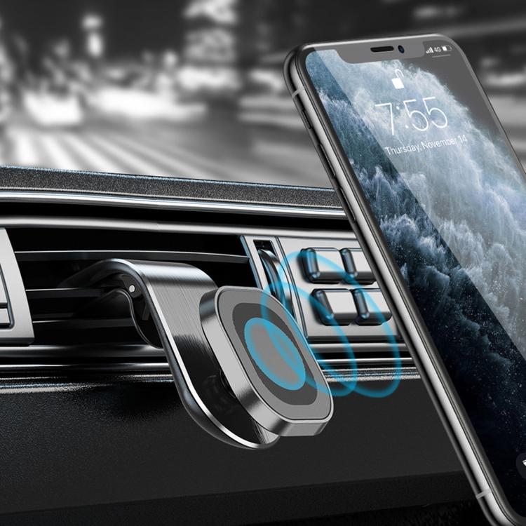 L-Shape Magnetic Car Phone Holder Vent Mount with Strong Magnets & Silicone Clip