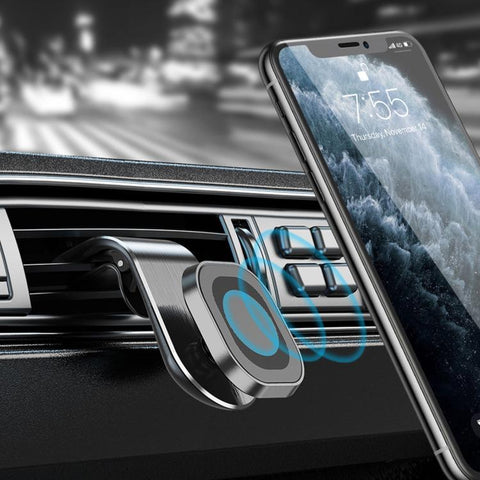 L-Shape Magnetic Car Phone Holder Vent Mount with Strong Magnets & Silicone Clip