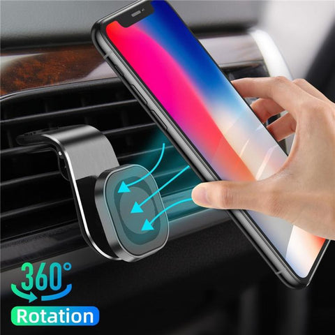 L-Shape Magnetic Car Phone Holder Vent Mount with Strong Magnets & Silicone Clip
