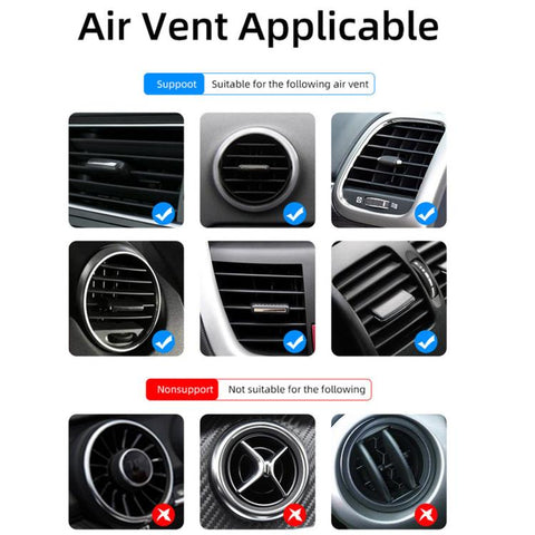 L-Shape Magnetic Car Phone Holder Vent Mount with Strong Magnets & Silicone Clip