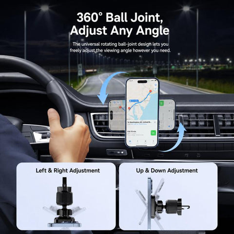 Toocki Magnetic Car Phone Mount with Fallproof Vent Hook Clip 360-degree Rotation