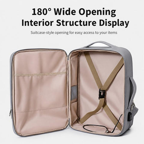 REMOID Large Travel Backpack Waterproof Flight Approved Weekender Bag With USB Port