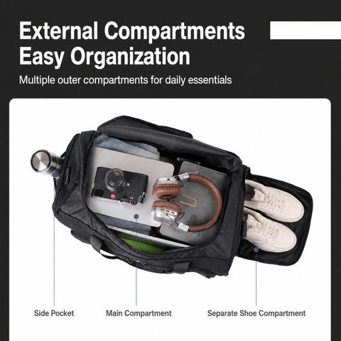 REMOID T33 Sports Gym Bag With Shoe Compartment Travel Duffel Weekender Waterproof Overnight Luggage, T33