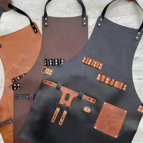 Crazy Horse BBQ Apron with Beer Bottle Holster Waterproof Cross Back Chef Grilling Apron