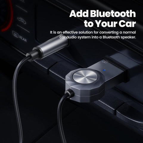 Toocki Bluetooth 5.4 Car AUX Adapter Coiled USB to 3.5mm Jack Wireless Audio Receiver with Mic, BT-02