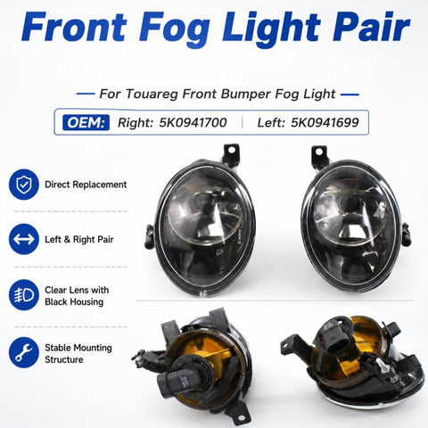 For Volkswagen Front Bumper Fog Lights, Right 5K0941700, Left 5K0941699