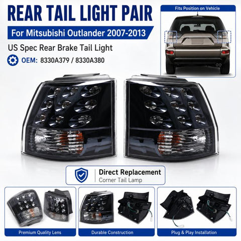 For 2007-2013 Mitsubishi Outlander US Spec Rear Bumper Brake Lights, Left, Right