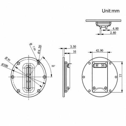 8 ohms Aluminum Ribbon Tweeter Pneumatic Car Horn, AL-100