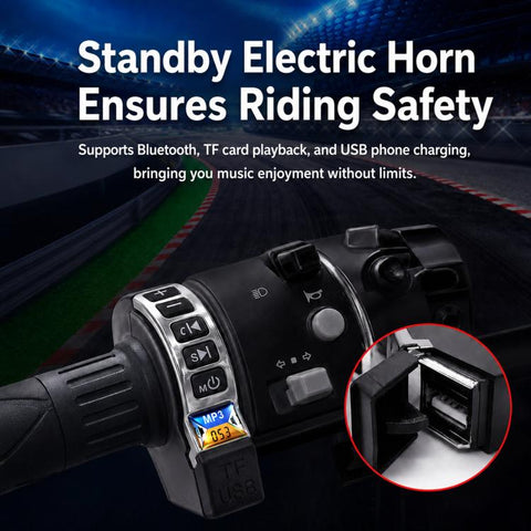 YL-053 Waterproof Hi-Fi Wristband Speaker Motorcycle Bluetooth Audio With Handlebar Control Switch, No Light, With Light