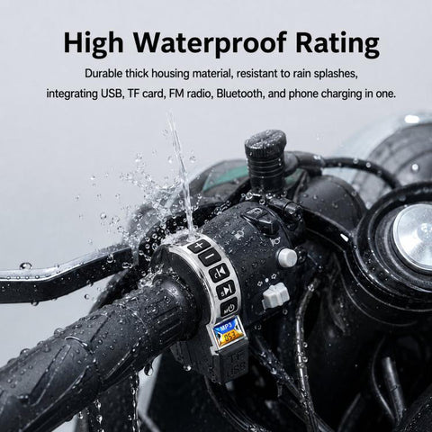 YL-053 Waterproof Hi-Fi Wristband Speaker Motorcycle Bluetooth Audio With Handlebar Control Switch, No Light, With Light