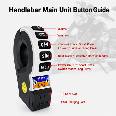 YL-037 12V Long Strip Motorcycle Speaker With Handlebar Switch Bluetooth FM Scooter Audio