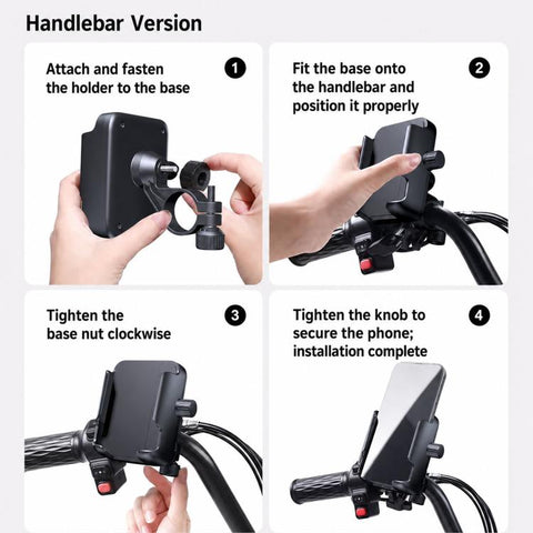 Motorcycle Shockproof Portable Riding Phone Holder Easy Access Cell Phone Mount, Handlebar, Rearview Mirror, Three-dimensional