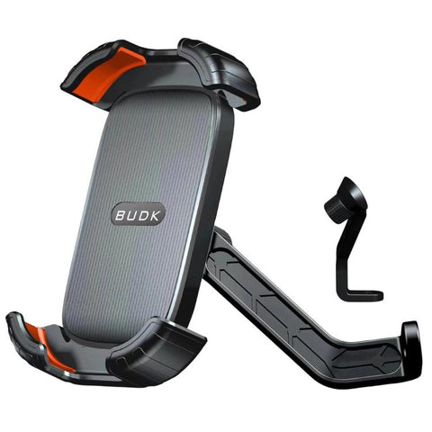 BUDK T02 Thickened Retractable Motorcycle Phone Holder Shockproof Bicycle Navigation Mount For Outdoor Riding, Rearview Mirror Black, Rearview Mirror Black Orange, Handlebar Black, Handlebar Black Orange
