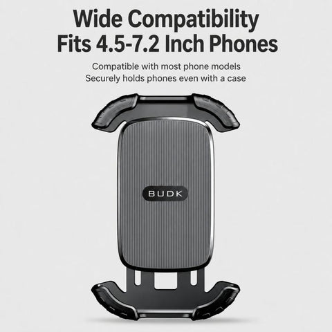 BUDK T02 Thickened Retractable Motorcycle Phone Holder Shockproof Bicycle Navigation Mount For Outdoor Riding, Rearview Mirror Black, Rearview Mirror Black Orange, Handlebar Black, Handlebar Black Orange