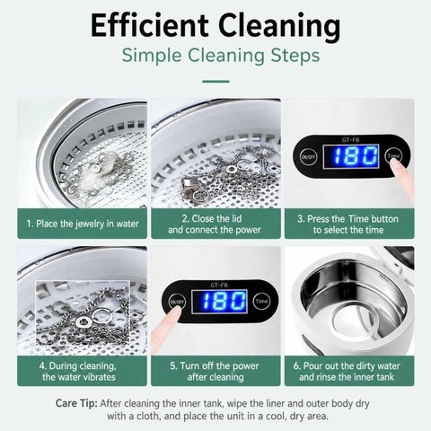 GT SONIC GT-F6 0.75L Mini Ultrasonic Cleaner Eyewear Watch & Jewelry Cleaning Machine, EU Plug, UK Plug, US Plug