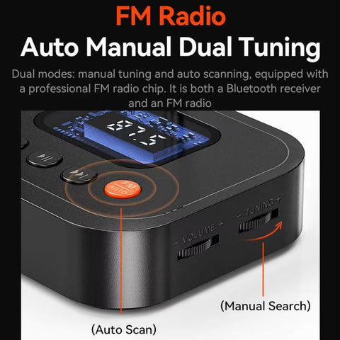 FM Radio Bluetooth Adapter Bluetooth 6.0 Receiver Cyber-Mecha Style USB Player