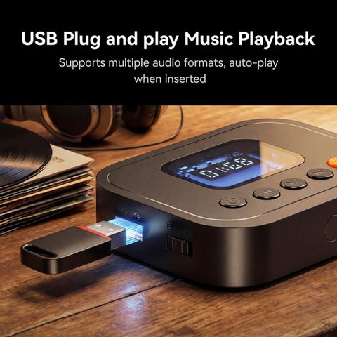 FM Radio Bluetooth Adapter Bluetooth 6.0 Receiver Cyber-Mecha Style USB Player