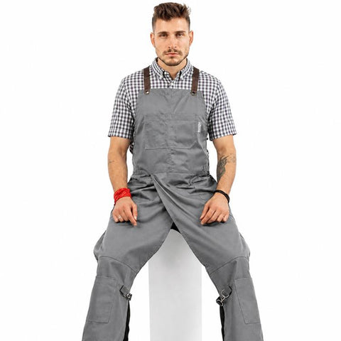 Split Leg Apron Cross Back Tool Work Apron with Pockets for Barber Pottery Tattoo Artist