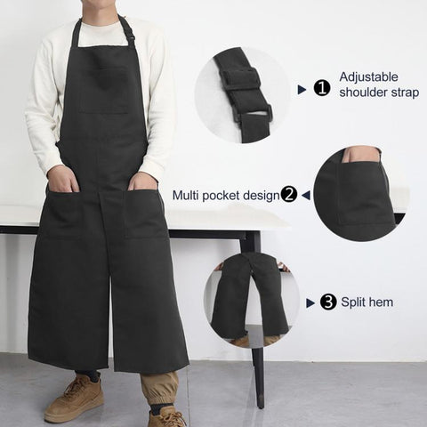 Split Leg Apron Adjustable Halter Smock with 3 Pockets for Clay Wheel Artist Florist Gardening