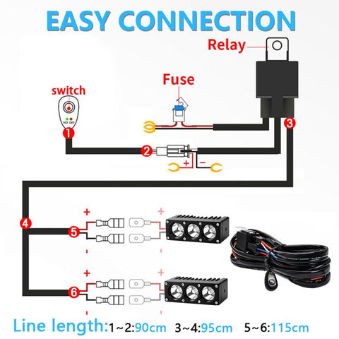 42W High-Power Car Truck Grille Spotlight, E17, E17+1-to-2 Wiring Harness