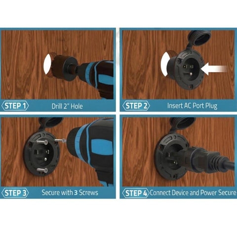 NEMA 5-15P 20A AC Port Plug with Dual Y-Splitter Cords Power Inlet for RV Camper, US Plug, Power Inlet Cord Only, with DIY Installation Kit