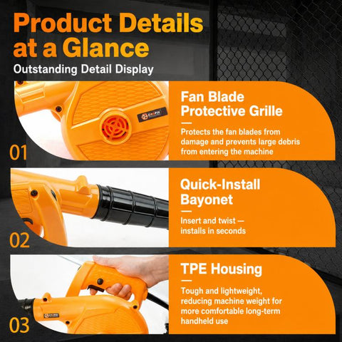 Compact Portable Ndustrial Dual Use Blower Car Dust Removal Air Blower EU Plug, COOFIX CF-EB001, COOFIX CF-EB002