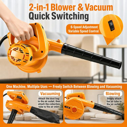 Compact Portable Ndustrial Dual Use Blower Car Dust Removal Air Blower EU Plug, COOFIX CF-EB001, COOFIX CF-EB002