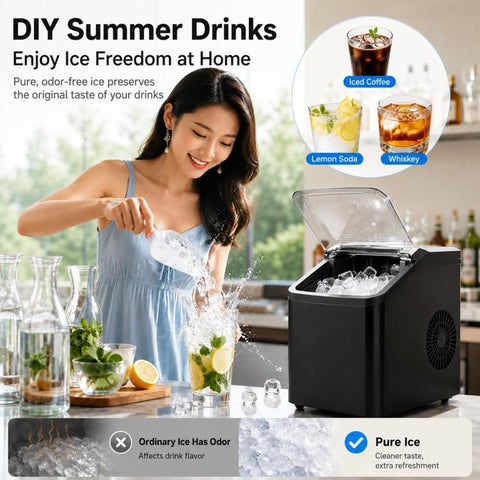 Portable Ice Maker Countertop 9 Cubes In 6-8 Mins Compact Ice Machine For RV Home, US Plug 110V, EU Plug 220V, UK Plug 220V