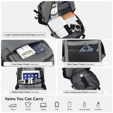 REMOID 17 inch Laptop Backpack Water-Resistant Travel Business Bag With USB Port