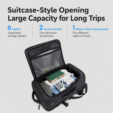 REMOID Travel Laptop Backpack With Shoe Compartment, USB Charging Port
