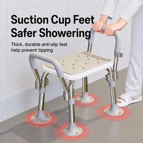 Anti-Slip Suction Bath Chair For Elderly Adjustable Bathroom Stool For Shower & Toilet Dual Use