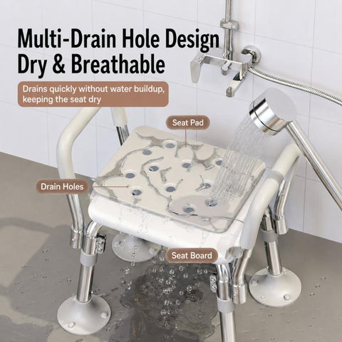Anti-Slip Suction Bath Chair For Elderly Adjustable Bathroom Stool For Shower & Toilet Dual Use