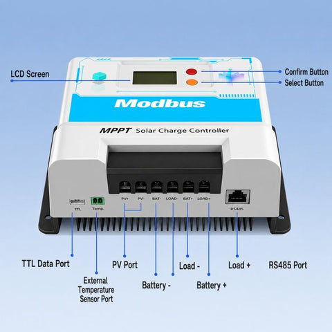 RS485 Communication Protocol MPPT Solar Charge Controller 12/24V Universal With TTL Interface & MODBUS Standard, SUNCON-DJ2410, SUNCON-DJ2420, SUNCON-DJ2430, SUNCON-DJ2440, SUNCON-DJ2460