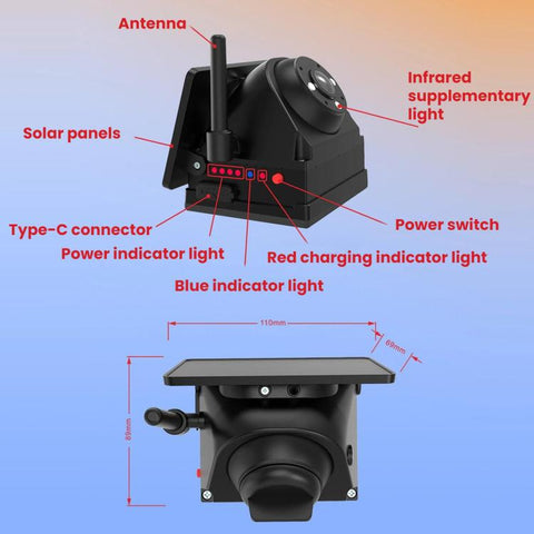 Wireless WIFI Magnetic Solar-Powered HD Camera Dashcam Reversing Camera, F25C