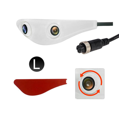 CAM374 1080P Dual Lens Car Rearview Mirror Camera Aviation Connector Hole-Free Auxiliary Camera, Black Right, Black Left, White Right, White Left