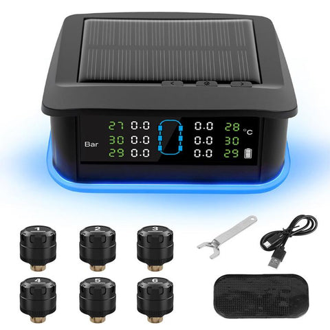 Solar TPMS Tire Pressure Monitoring System With LED Ambient Light, External 4-Wheel, External 6-Wheel, Built-in 4-Wheel, Built-in 6-Wheel