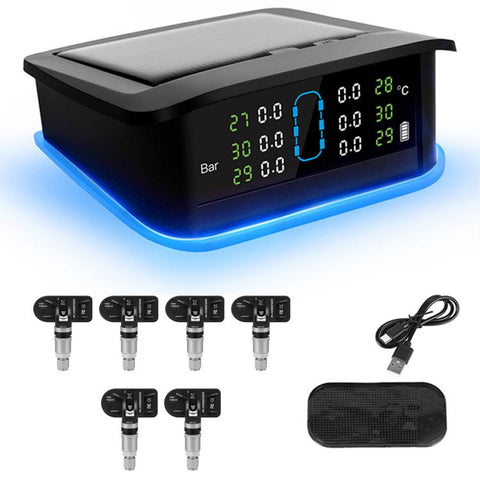 Solar TPMS Tire Pressure Monitoring System With LED Ambient Light, External 4-Wheel, External 6-Wheel, Built-in 4-Wheel, Built-in 6-Wheel