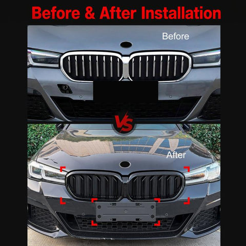 For BMW G30/G31 LCI 2021-2023 Car Front Grille Air Intake Grill, Single Line, Dual Line