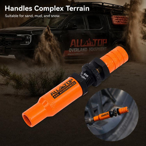 Tire Deflator Kit 10-30 PSI Auto-Stop Brass Tire Relief Valve, Orange