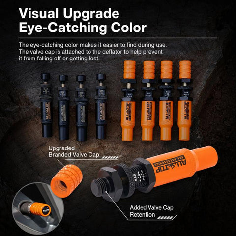 Tire Deflator Kit 10-30 PSI Auto-Stop Brass Tire Relief Valve, Orange