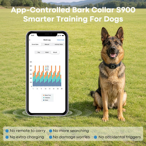 Smart APP Electric Shock Anti-barking Device Smart Collar For Pet Training