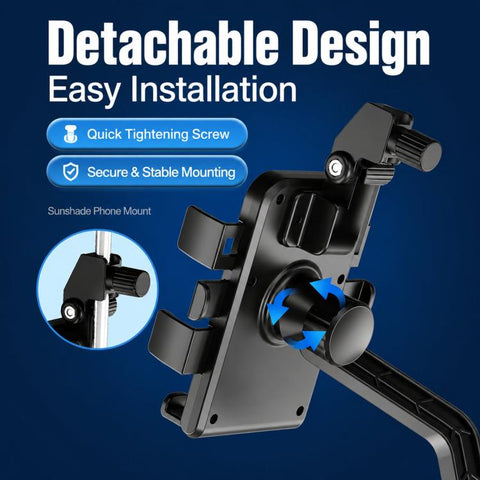 Motorcycle Phone Mount with Sunshade Mini Umbrella Universal Bike Cell Phone Holder, For Handlebar, For Rearview Mirror
