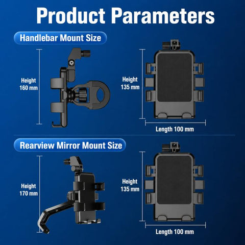Motorcycle Phone Mount with Sunshade Mini Umbrella Universal Bike Cell Phone Holder, For Handlebar, For Rearview Mirror