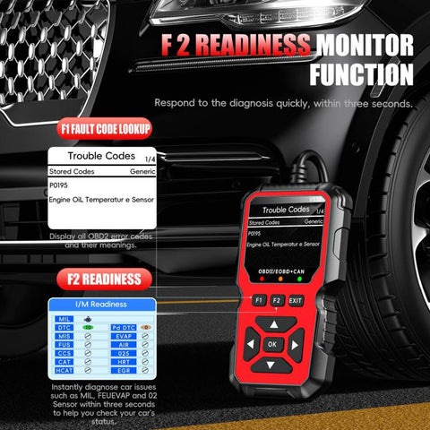 Car Fault Diagnostic Scanner OBD2 Engine Fault Code Reader, Red