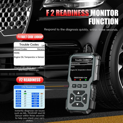 FOXSUR V530 Car Fault Diagnostic Scanner OBD2 Engine Fault Code Reader, Black