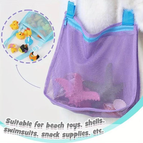 Single-Shoulder Stationery Pouch Children Mesh Foldable Thickened Mesh Beach Bag