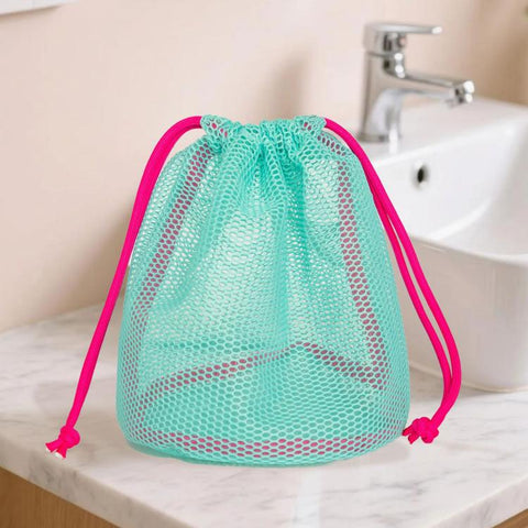 Mesh Drawstring Bag Breathable Travel Toiletry Pouch Beach Toy Bag For Kids Swim