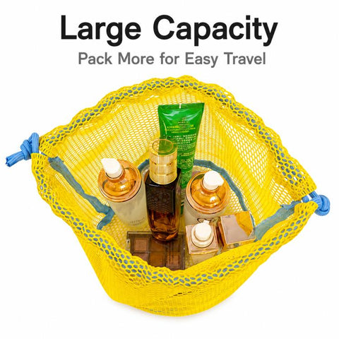 Mesh Drawstring Bag Breathable Travel Toiletry Pouch Beach Toy Bag For Kids Swim