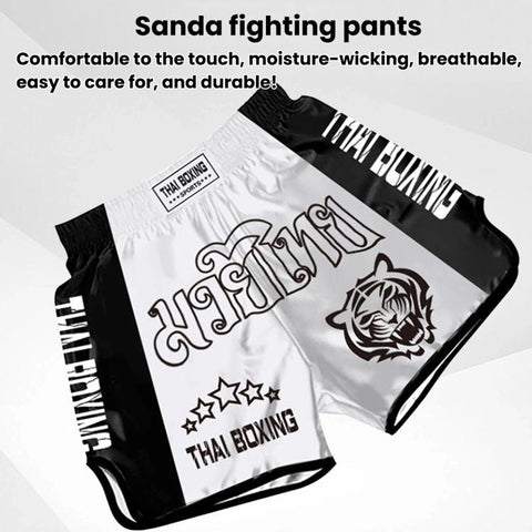 ZhuoAo Muay Thai Boxing Shorts Kickboxing & Sanda Training Fight Shorts For Men & Women, L, XL