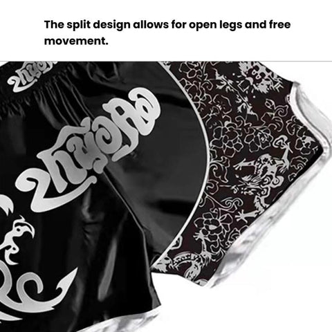 ZhuoAo Muay Thai Boxing Shorts Kickboxing & Sanda Training Fight Shorts For Men & Women, L, XL